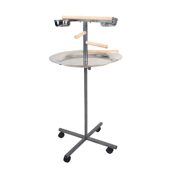 A And E Cage Co. Round Play Stand With Wooden Steps (644472017304)