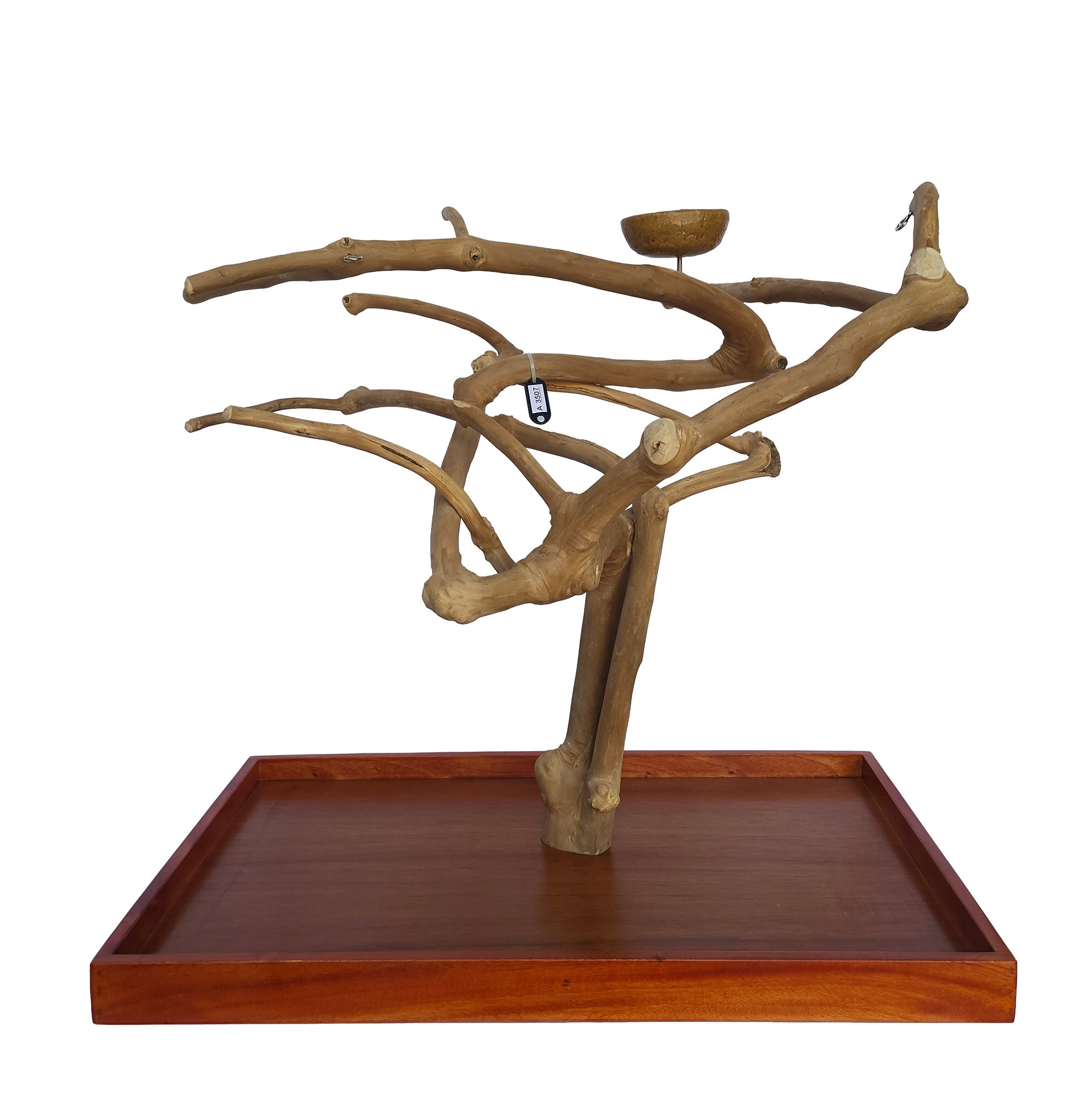 PYT-AE500L-A3507 - 28"x18"x32" Large Java Wood Table Top Play Stand