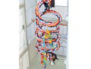 ROPE BOING WITH TOYS, ROPE BOING. FANCY Extra Large Cotton Rope Boing with Bell, FANCY Extra Large Cotton Rope Boing with Bell AND TOYS HANGING IN CAGE