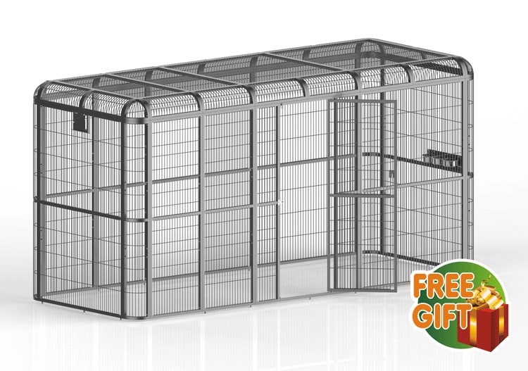 WI110110-Black Walk In Aviary with Side Door on 110 WI110110-Black Walk In Aviary with Side Door on 110